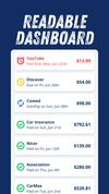 Readable Dashboard: "See all your bills at a glance, color-coded by status — paid, due, or past due."