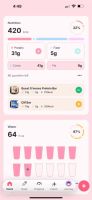 Nutrition tracking for meals, protein, fiber and water.