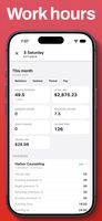 See your work hours and roughly what you earned this month, with your own rates.
