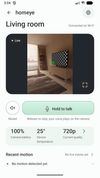 Live view with battery, temperature and current quality, plus push-to-talk.