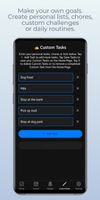 Custom Tasks screen. Custom Tasks show on the Home Screen after saving.