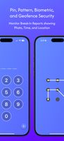 Secure the app in 4/6 pin, pattern, OTP 2FA, biometric, and geofence.