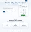 Instant Web Call homepage with browser-based calling positioning and start-call actions.