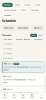 Schedule: One family calendar with a color for each person. Add events by pasting a text, snapping a photo, or typing.