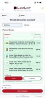 Plan Review showing nearby stores with real product matches and prices. Choose fulfillment method per store before shopping.