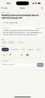 Every save gets an AI summary, tags and a status