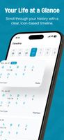 Timeline: browse your history day by day with a calendar strip.