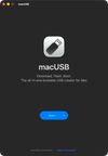 macUSB start screen with the app’s main tagline, The all-in-one bootable USB creator for Mac