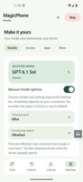 Model, thinking level and speed settings