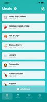 Screen to create your meals and store your receipes