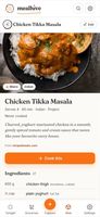 Recipe page: A saved recipe, cleaned up. Servings, time, ingredients and steps, with a link back to the original source and one tap to start cooking.