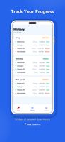 Med Time Pro dose history screen showing complete medication tracking log and adherence records