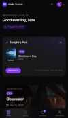 Personalized dashboard - tonight's pick plus what's releasing and airing soon.