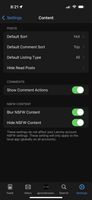 Settings - Customize Content Page