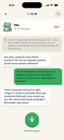Talk mode: a live voice conversation with the AI tutor, which listens and corrects you as you speak.