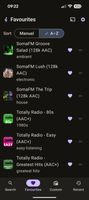 Favourites, sorted manually or A–Z