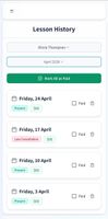Clear lesson and payment history