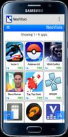 NeoVisio App Store interface showing a responsive grid of available applications with star ratings, free/paid status labels, and high-fidelity icons.