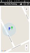 I'm standing at the blue dot and marker, my car is parked by the green marker.