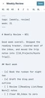 Editing Markdown with a formatting toolbar. Saving writes a commit back to your repository.