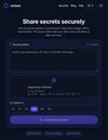  The landing page is the tool itself. Paste a password or API key into the text area, or drag in a file up to 10 MB — images, PDFs, or archives. Choose when it expires (1–72 hours), and get a link that self-destructs after one view — encrypted in your browser before it ever reaches the server.