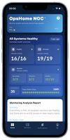 Overview dashboard showing system health, uptime, assets and alerts.