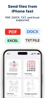 Send files from your iPhone in seconds. PDF, DOCX, XLSX, and TXT files are all supported.