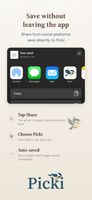 Tap Share in any app, choose Picki, and the post is saved instantly with its content, images, and author info. No copy-paste needed.