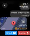 Messaging interface, with a location message in screenshot