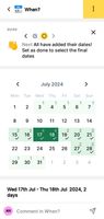 Coordinate availability with ease using Planira's visual calendar, where everyone can select and share their free dates.