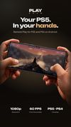 PS5 Remote Play on an Android phone held sideways, with the PlayStation touch controls over the game.