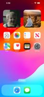 The iPhone home screen with Pocket Locket widgets, which rotate through available photos and can take you directly to the app.