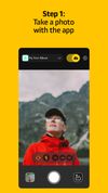 Open the app and take a pic:
the Camera is built-in and ready to use.