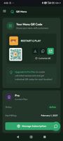 Each restaurant gets a branded QR code automatically. Users can download, copy, or open the live menu link in one tap. The dashboard also shows the active subscription plan, billing date, and upgrade options — all from a single screen.