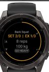 Native Garmin watch app mid-set on a Fenix 8