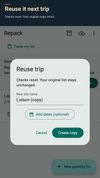 Reuse a trip with fresh checkboxes while keeping the original unchanged.