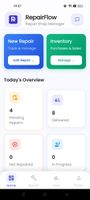 Dashboard with stats and recent repairs