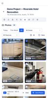Keep project photos organized by area and source, then select and share the exact photo evidence clients or project partners need.