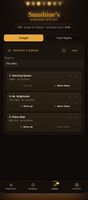 Tonight's Queue holds your running order for the venue you are at. Reorder songs, tick them off as you sing them, and the tab keeps a count.