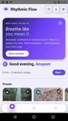 Home screen — 10 preset breathing techniques