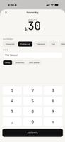 Logging is manual and fast - type the amount, pick a category, done. No bank connection, ever.