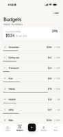 Monthly spending envelopes by category. Set a limit and watch it fill as you log by hand.