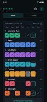 Your whole week on one screen: one row per habit, seven boxes, one tap per day.