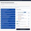 Payment processor comparison with PCI-aware scoring and trade-off warnings.