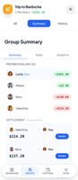Group summary with balances and the fewest payments to settle up