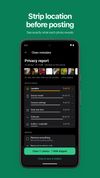 Privacy report: see which photos carry location, device and dates, and strip them before sharing.