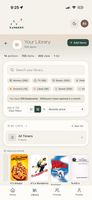 A view of a user's library page with all of the available filters.
