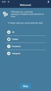 Entry screen, which suggests to pick social network, which user can add