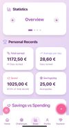Personal Records: See your total earned, daily average, and savings rate (87% saved!)
