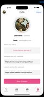 Profile page, optional information like social media link handles, preset status 